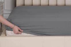 Elastyczne, kolorowe prześcieradło Klinmam Home Jersey, kolor antracytowy, 100x200 cm
