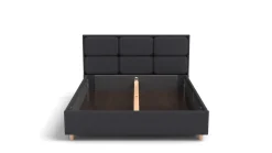 Łóżko tapicerowane Aurora Frame Lift, Wooden Black, Queens Dark Grey, 160x200 cm