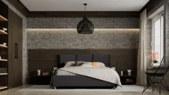 Łóżko tapicerowane Aurora Frame Lift, Wooden Black, Queens Dark Grey, 160x200 cm