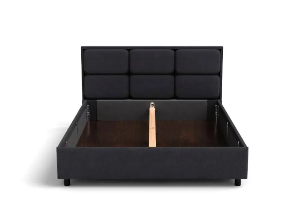 Łóżko tapicerowane Aurora Frame Lift, Beech Black, Royal Suede Caribou, 160x200 cm