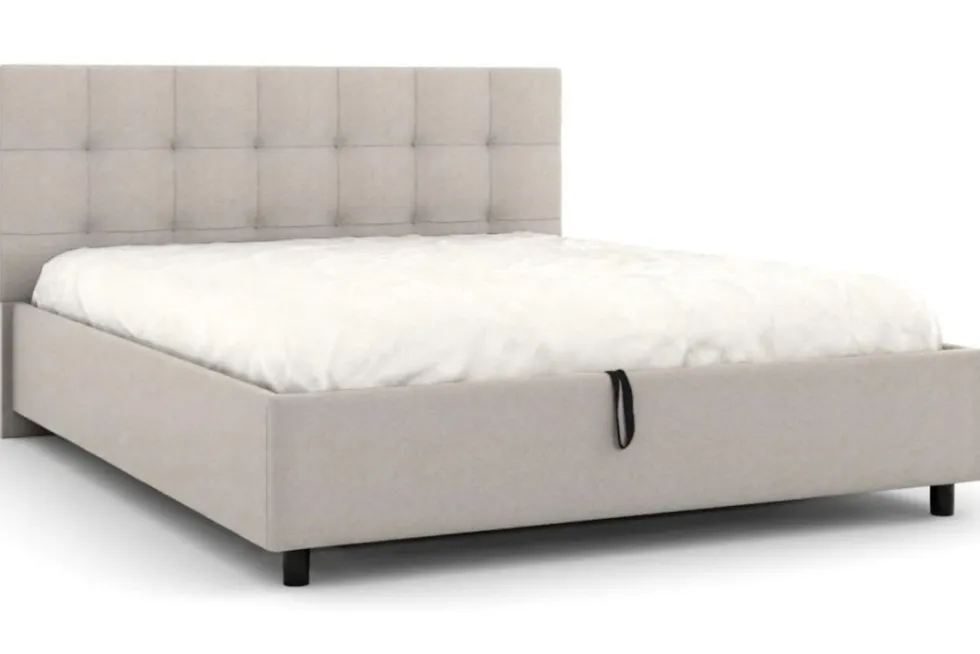 Łóżko tapicerowane Boston Frame Lift, Beech Black, Kenya Beige, 160x200 cm