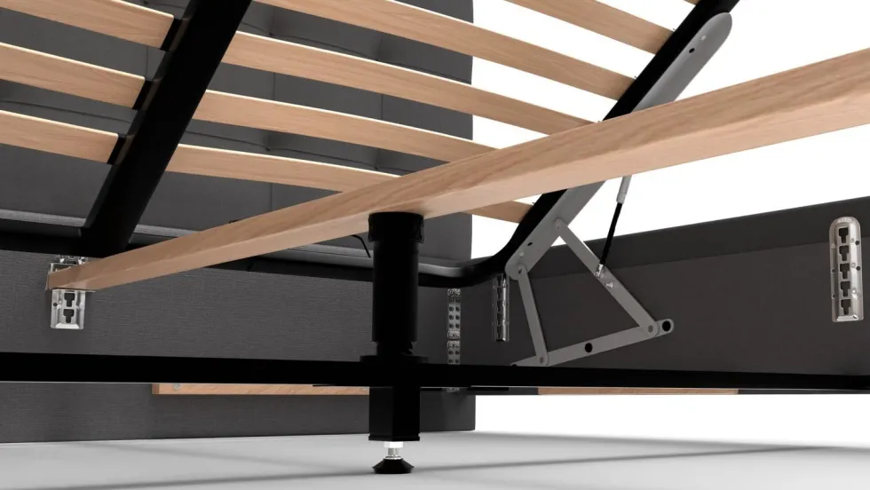 Łóżko tapicerowane Boston Frame Lift, Beech Black, Kenya Beige, 160x200 cm