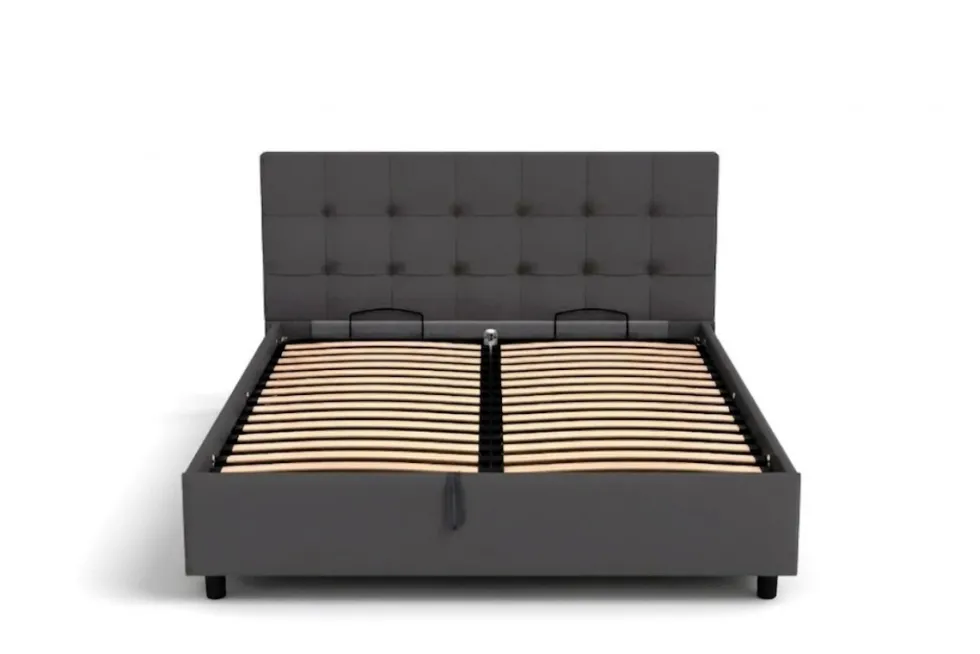 Łóżko tapicerowane Boston Frame Lift, Beech Black, Kenya Beige, 160x200 cm