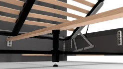 Łóżko tapicerowane Boston Frame Lift, Beech Black, Queens Camel, 160x200 cm