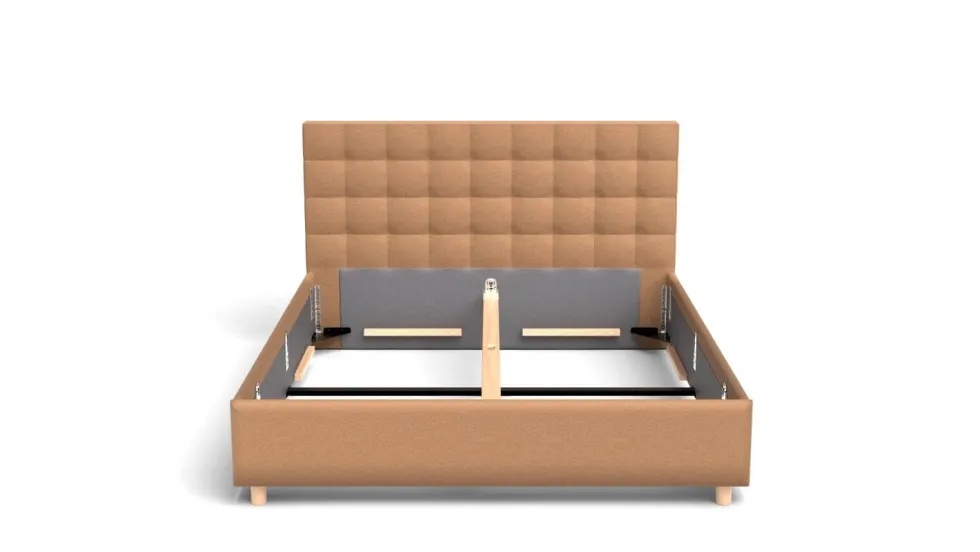 Łóżko tapicerowane Garland Frame Storage, Wooden Black, Kenya Camel, 180x200 cm