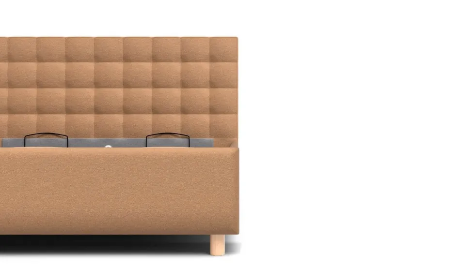 Łóżko tapicerowane Garland Frame Storage, Wooden Black, Kenya Camel, 180x200 cm