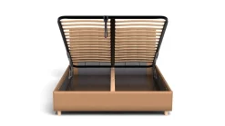 Łóżko tapicerowane Garland Frame Storage, Wooden Black, Kenya Camel, 180x200 cm