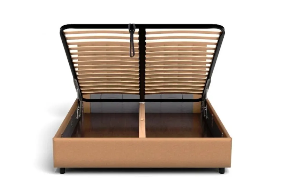 Łóżko tapicerowane Garland Frame Lift, Beech Black, Royal Suede Caribou, 160x200 cm