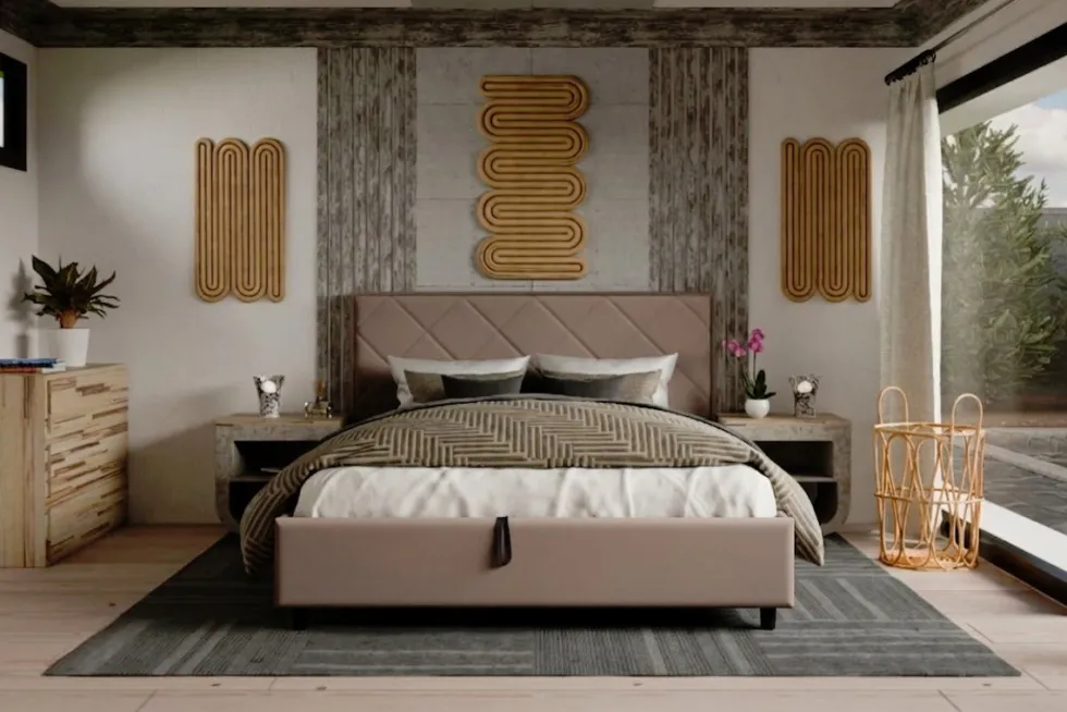 Łóżko tapicerowane Madison Frame Lift, Beech Black, Paris Khaki, 160x200 cm