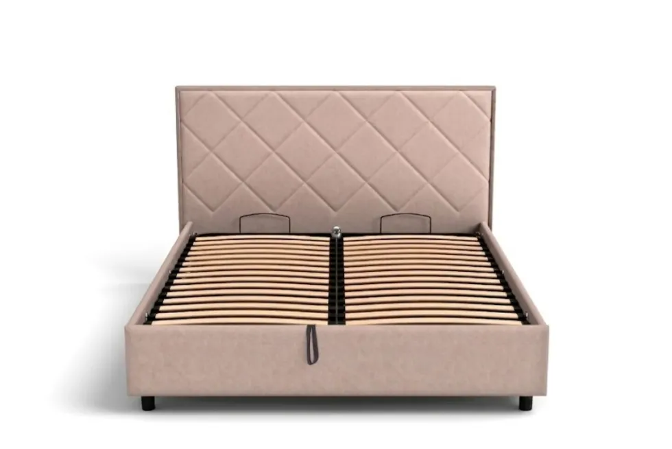 Łóżko tapicerowane Madison Frame Lift, Beech Black, Queens Beige, 160x200 cm