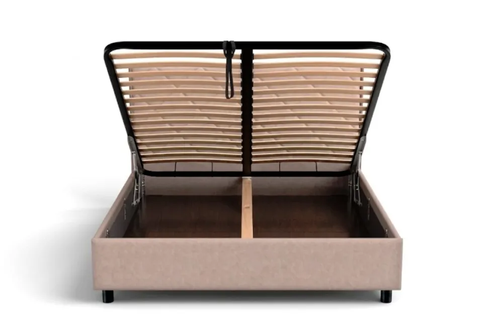 Łóżko tapicerowane Madison Frame Lift, Beech Black, Queens Beige, 160x200 cm