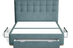 Łóżko tapicerowane Malibu, Jade 9847, box 3 drawers, 160x200 cm