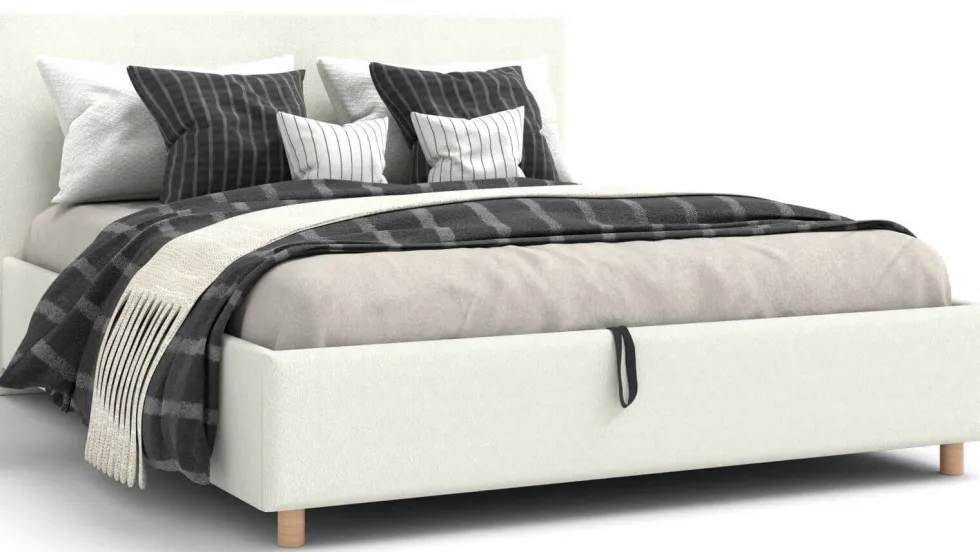 Łóżko tapicerowane Modesto Frame Standard, Wooden Black, Alphine Ivory 101, 180x200 cm