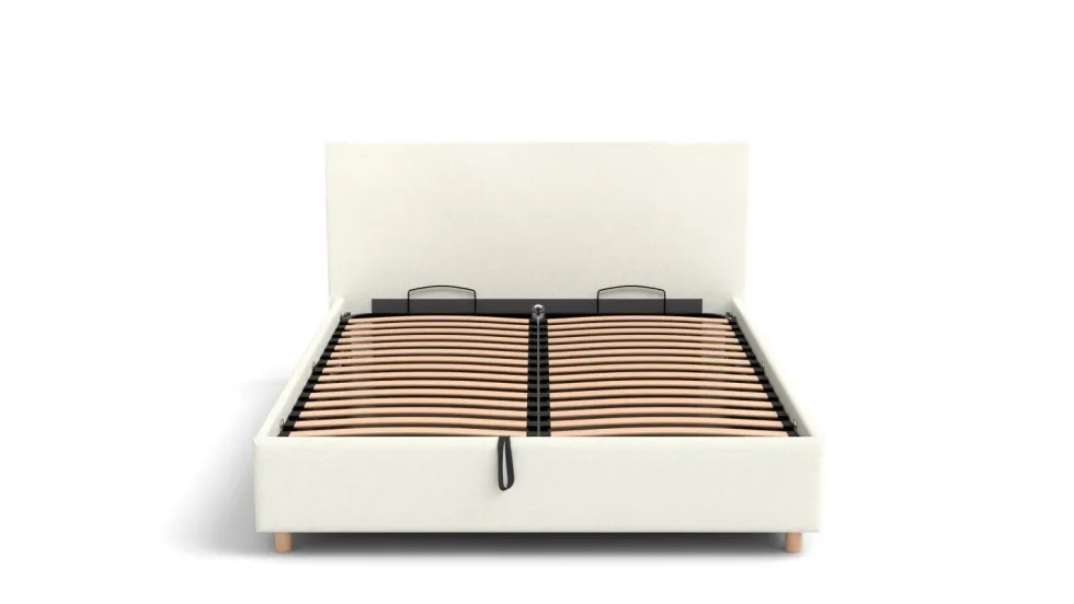 Łóżko tapicerowane Modesto Frame Standard, Wooden Black, Alphine Ivory 101, 180x200 cm