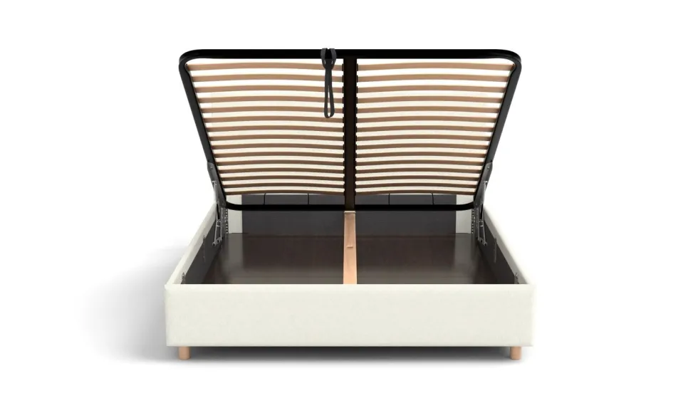 Łóżko tapicerowane Modesto Frame Standard, Wooden Black, Alphine Ivory 101, 180x200 cm