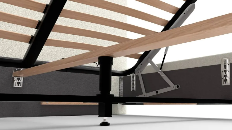 Łóżko tapicerowane Modesto Frame Lift, Beech Black, Alphine Natural 01, 160x200 cm