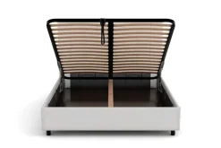 Łóżko tapicerowane Pasadena Frame Storage, Beech Black, Paris Light Grey, 160x200 cm
