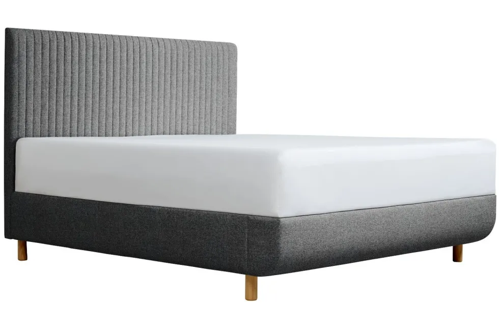 Łóżko tapicerowane TEMPUR® Arc Vertical, Static Slatted, Black/Oak, Charcoal Grey, 160x200 cm