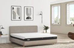 Łóżko tapicerowane TEMPUR® Arc Vertical, Static Slatted, Black/Oak, Sand, 180x200 cm