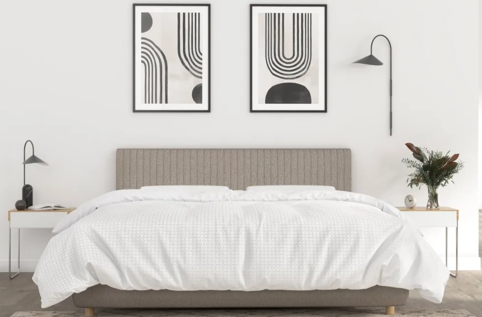 Łóżko tapicerowane TEMPUR® Arc Vertical, Static Slatted, Black/Oak, Sand, 180x200 cm