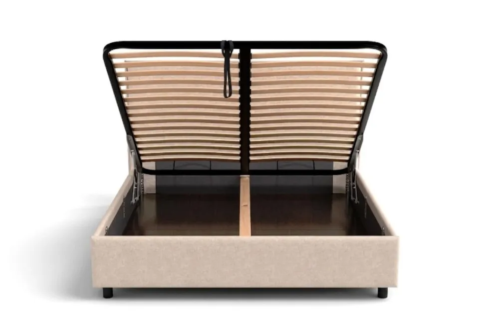 Łóżko tapicerowane Valentino Frame Standard, Beech Black, Paris Khaki, 180x200 cm