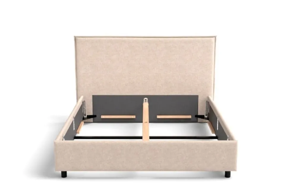 Łóżko tapicerowane Valentino Frame Standard, Beech Black, Paris Khaki, 180x200 cm