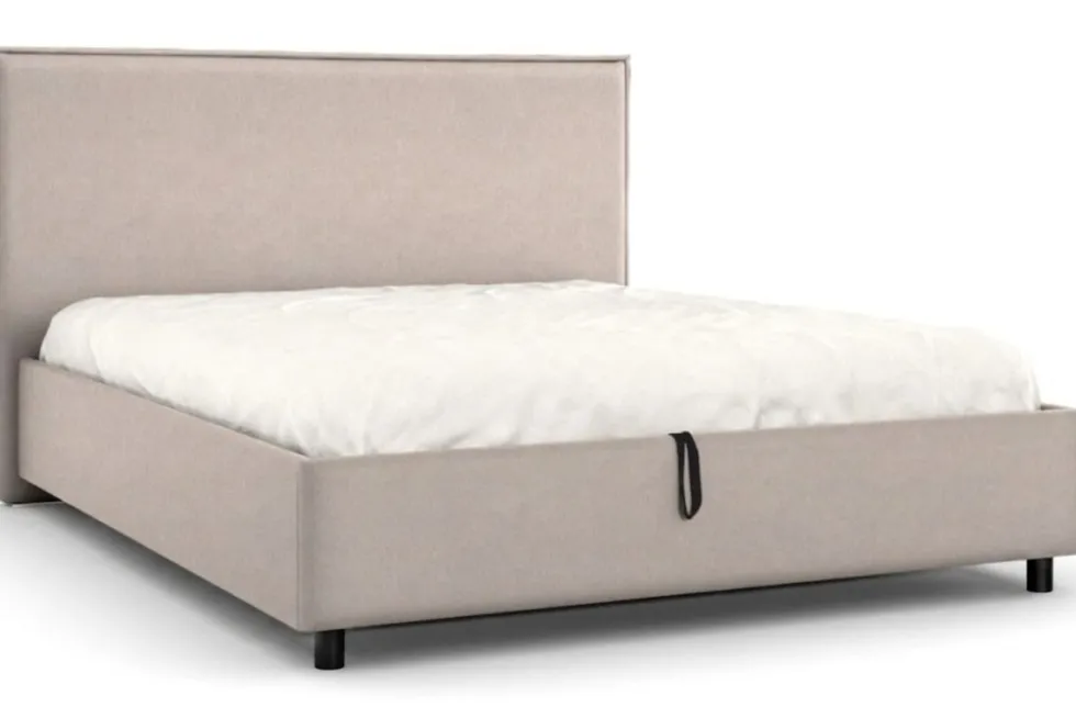 Łóżko tapicerowane Valentino Frame Standard, Beech Black, Queens Beige, 180x200 cm