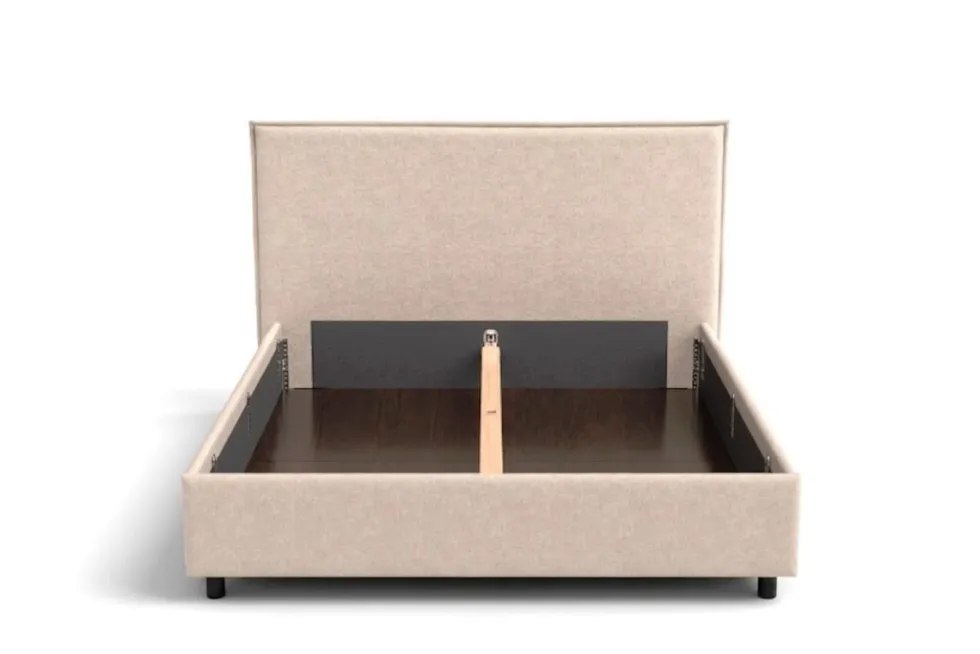Łóżko tapicerowane Valentino Frame Standard, Beech Black, Queens Beige, 180x200 cm