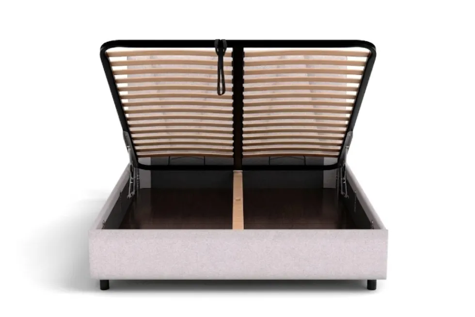 Łóżko tapicerowane Ventura Frame Standard, Beech Black, Royal Suede Medium Grey, 160x200 cm