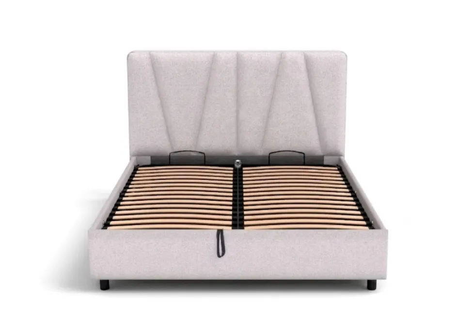 Łóżko tapicerowane Ventura Frame Standard, Beech Black, Royal Suede Medium Grey, 160x200 cm