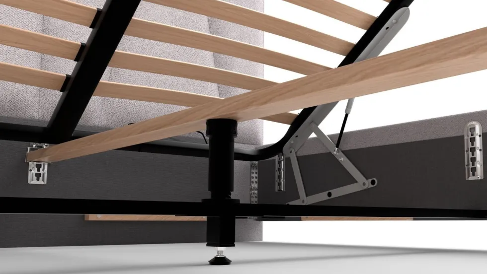 Łóżko tapicerowane Ventura Frame Standard, Beech Black, Royal Suede Medium Grey, 160x200 cm