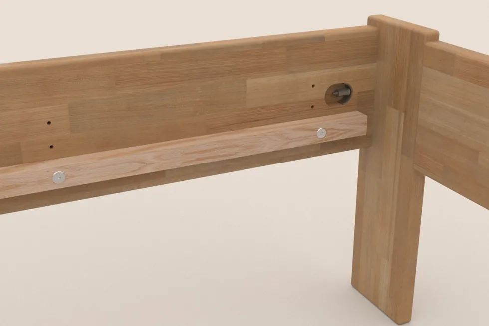 Łóżko z litego drewna - buk naturalny Utena, wersja BO102, 90x200 cm