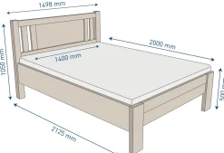 Łóżko z litego drewna bukowego Sion K3, BK1, 140x200 cm