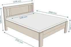Łóżko z litego drewna bukowego Sion H2, BO102, 160x200 cm