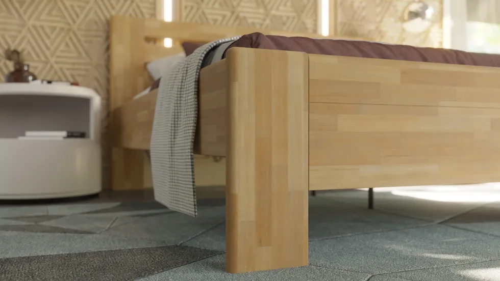 Łóżko z litego drewna Horgen, 80x200 cm, Buk, BO 101, Bez modyfikacji