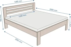 Łóżko z litego drewna Jona, 160x200 cm, Buk, BO 101, Bez modyfikacji
