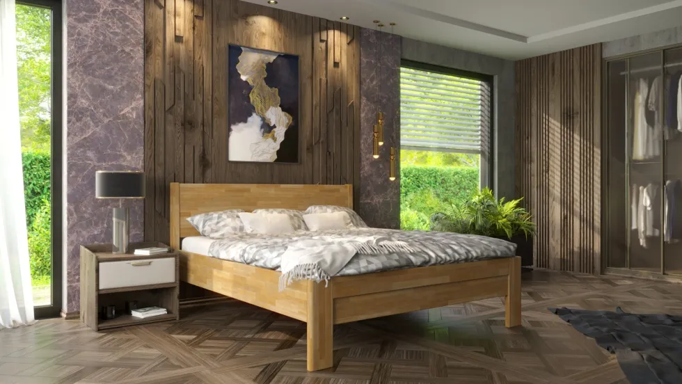 Łóżko z litego drewna Lago, 80x200 cm, Buk, BO 101, Bez modyfikacji