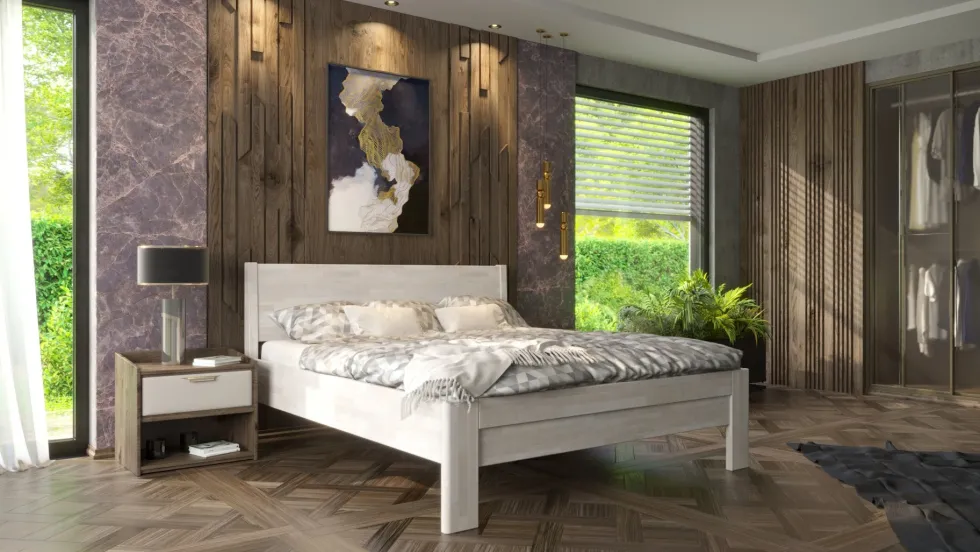 Łóżko z litego drewna Lago, 80x200 cm, Buk, BO 102, Bez modyfikacji