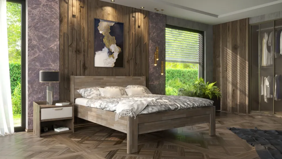 Łóżko z litego drewna Lago, 80x200 cm, Buk, BO 105, Bez modyfikacji
