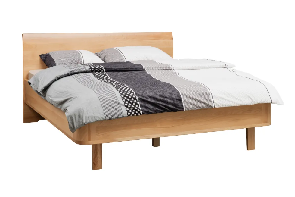Łóżko z litego drewna Modena 2.0, 80x200 cm, Buk, Naturalny - Lakier