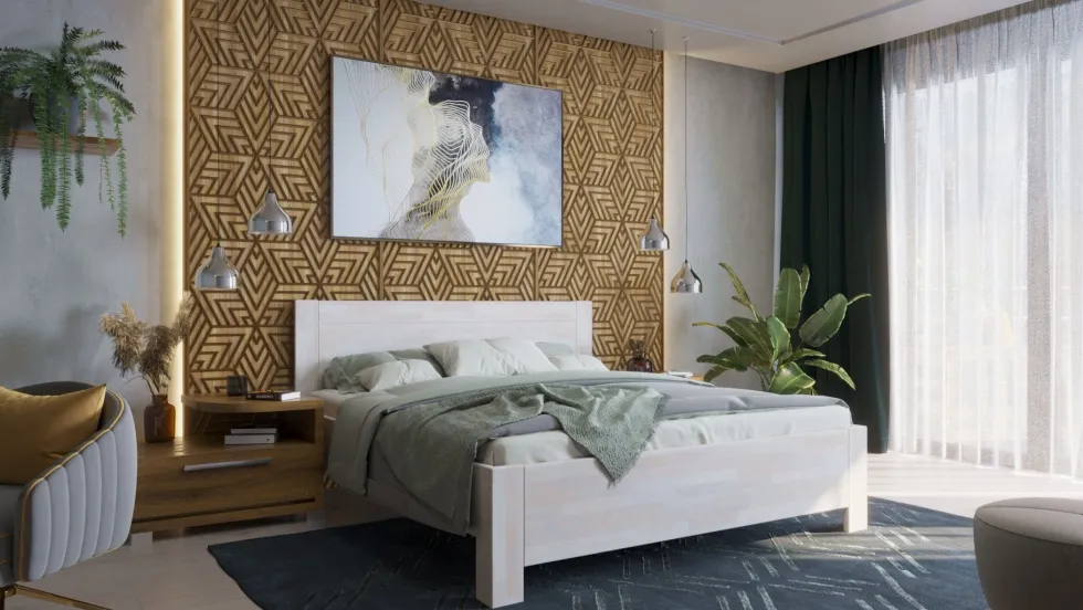Łóżko z litego drewna Olten, 80x200 cm, Buk, BO 102, Bez modyfikacji