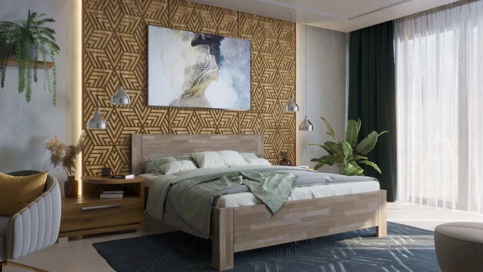 Łóżko z litego drewna Olten, 80x200 cm, Buk, BO 105, Bez modyfikacji