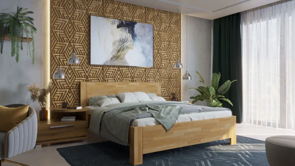 Łóżko z litego drewna Olten, 80x200 cm, Buk, BO 101, Bez modyfikacji