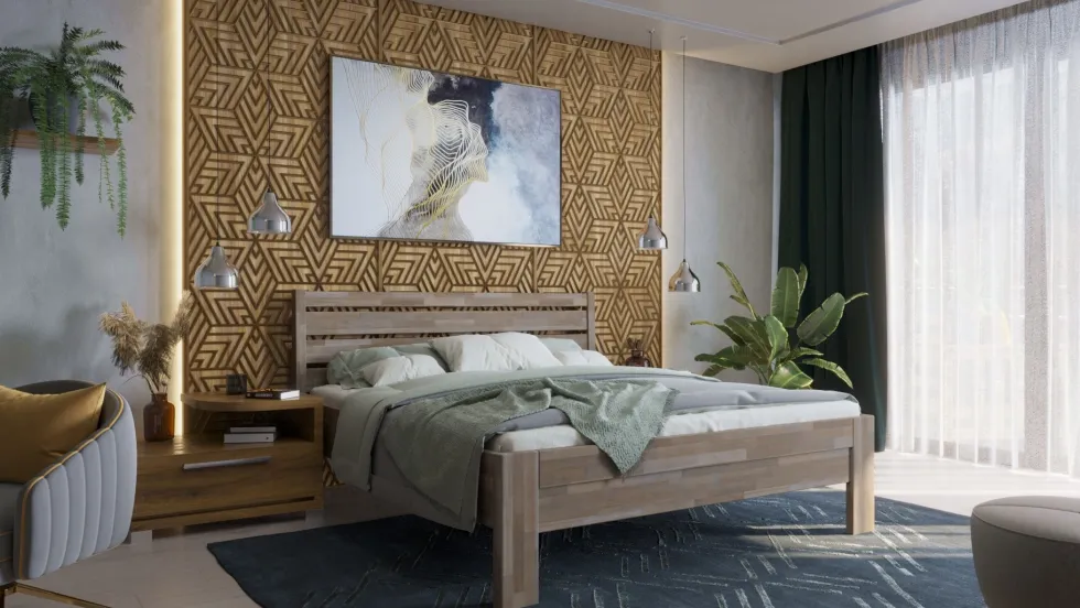 Łóżko z litego drewna Tapa, 80x200 cm, Buk, BO 105, Bez modyfikacji