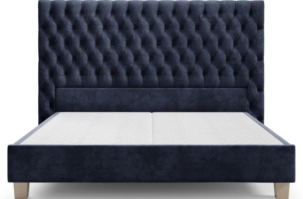 Luksusowe tapicerowane łóżko typu boxspring Grand, Dark Blue, 180x200 cm