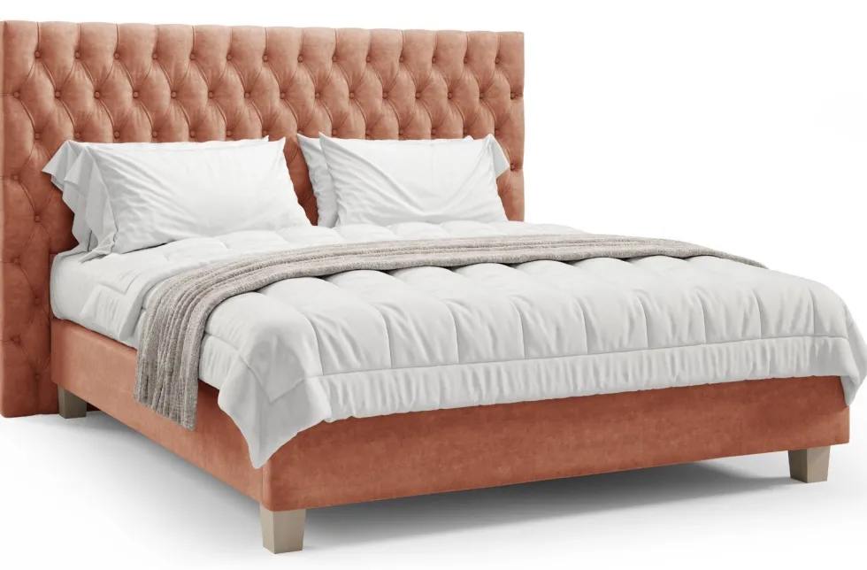 Luksusowe tapicerowane łóżko typu boxspring Grand, Peach Blossom, 160x200 cm