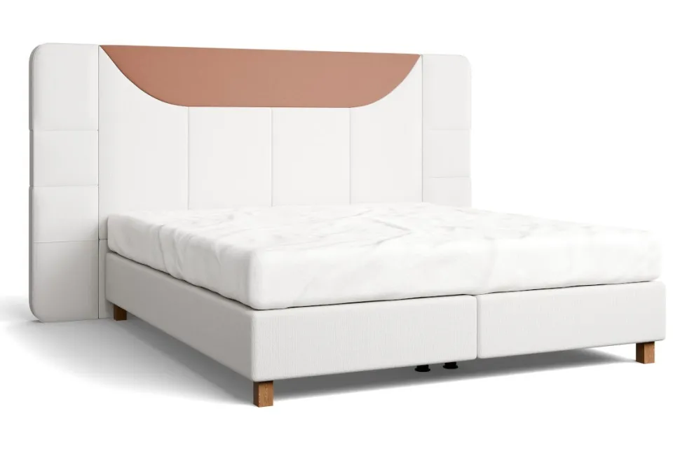 Luksusowe tapicerowane łóżko typu boxspring Plaza, Cinnamon, 160x200 cm