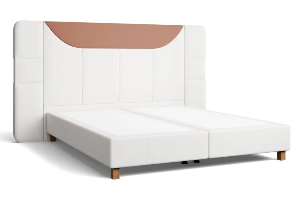 Luksusowe tapicerowane łóżko typu boxspring Plaza, Cinnamon, 160x200 cm