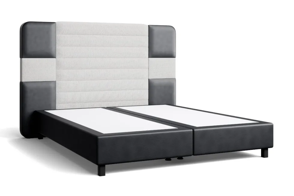 Luksusowe tapicerowane łóżko typu boxspring Majestic, Charcoal Light Grey, 160x200 cm
