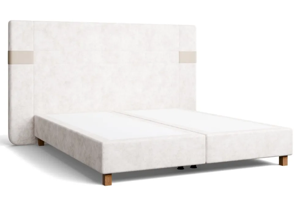 Luksusowe tapicerowane łóżko typu boxspring Palladium, Natural, 160x200 cm